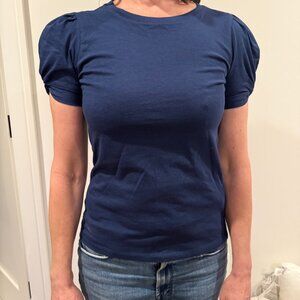 JCrew navy puff sleeve t shirt blouse